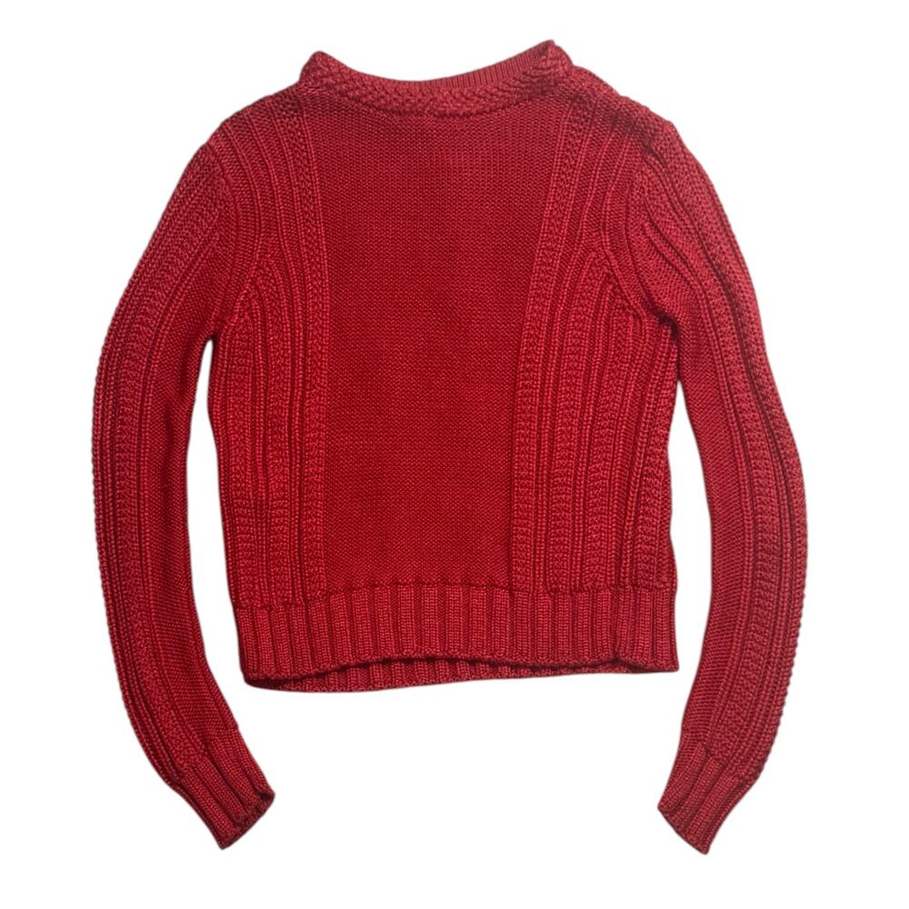 Maje Mist Rouge Cable Knit Silky Crew Neck Sweater Small 1 Red Orange Pullover - Picture 2 of 11